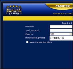 Bonus Code for Europa Casino
